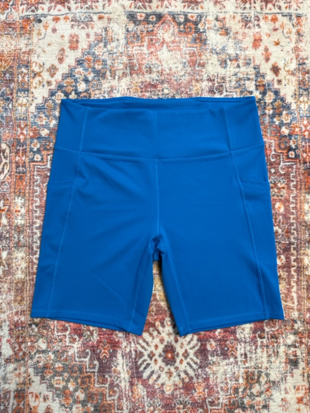 All in Motion Depth Blue Biker Shorts High Rise Pockets Size Large